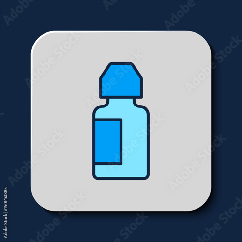 Filled outline Eye drop bottle icon isolated on blue background. Vector