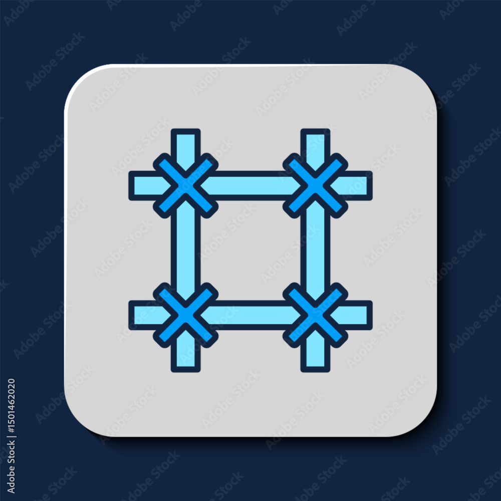 Obraz premium Filled outline Prison window icon isolated on blue background. Vector