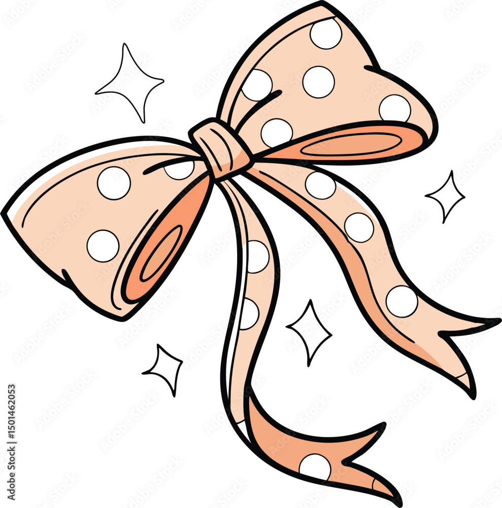 Obraz premium Polka Dot Bow Clipart Illustration