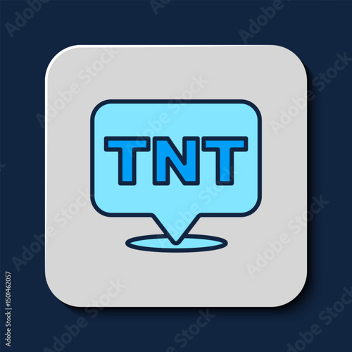 Filled outline Detonate dynamite bomb stick icon isolated on blue background. Time bomb - explosion danger concept. Vector