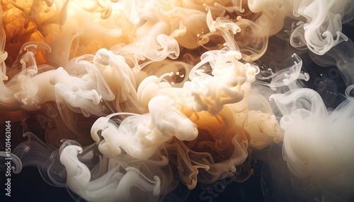 Ethereal Swirls of Smoke and Color Blending in a Dreamlike Abstract Composition