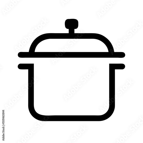 Cooking pot icon, black and white, for culinary websites