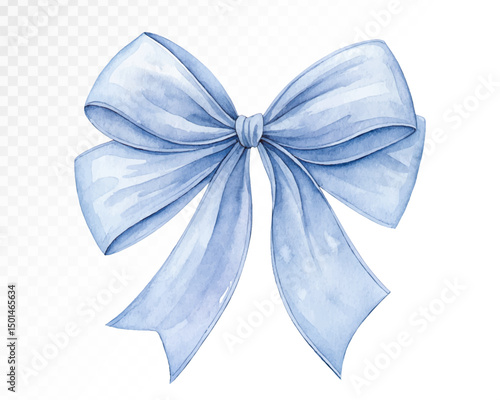 Soft watercolor Blue Bow Vector Illustration for Gentle Gift Themes in Pastel Colors for Baby Shower and Party Decor Designs