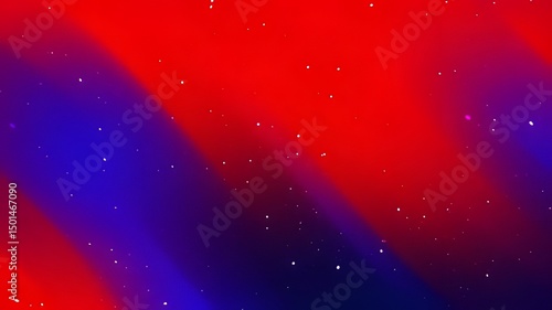 Abstract vibrant red and blue gradient background with specks of light.