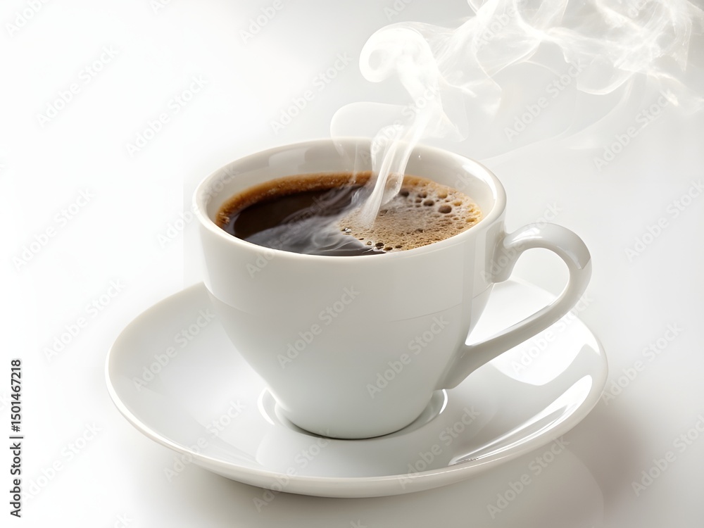 Aromatic Hot Coffee on white background Aromatic Hot Coffee on white background