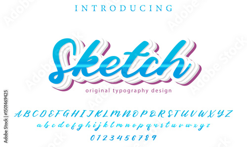 Sketch Font Stylish brush painted an uppercase vector letters, alphabet, typeface