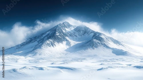 Wallpaper Mural Majestic Snow-Capped Mountain, Arctic Landscape, Dramatic Clouds, Winter Scenery Torontodigital.ca