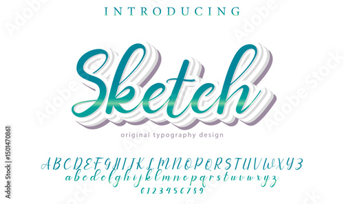 Sketch Font Stylish brush painted an uppercase vector letters, alphabet, typeface