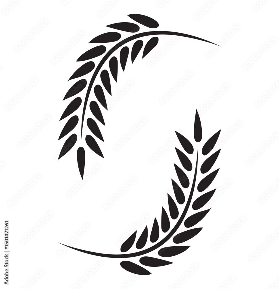 Fototapeta premium Wheat ears icon set. Wheat logo. Grain spikes set icons. Grain icon. Agriculture symbol. vector illustration.