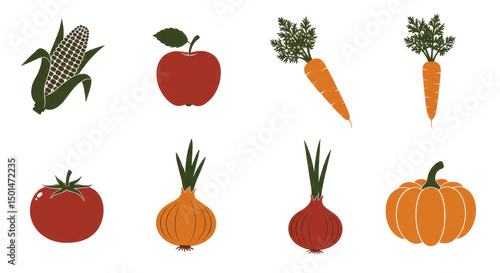 Wallpaper Mural Fresh harvest Corn apple carrot onion tomato pumpkin Torontodigital.ca
