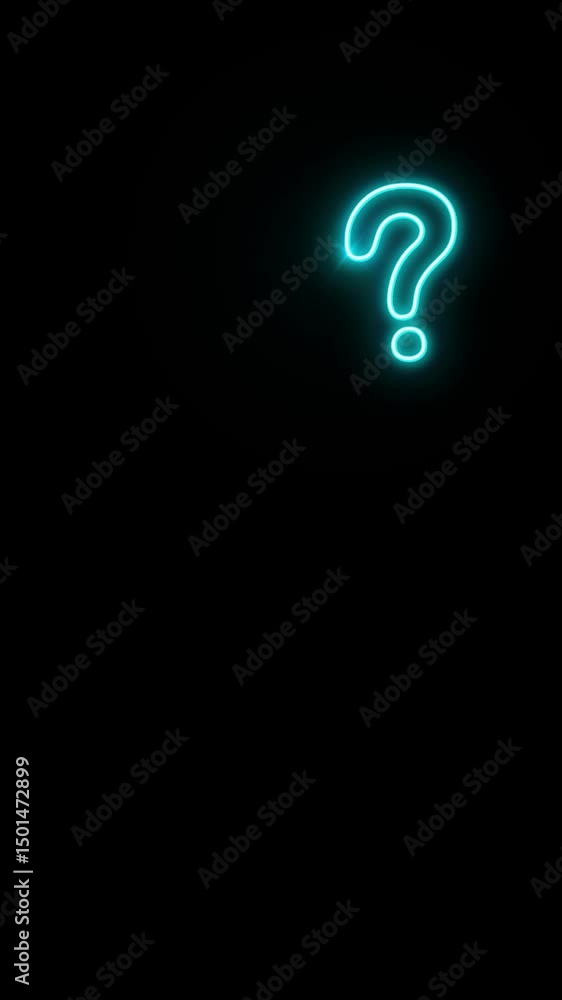 question mark neon in vertical video in black screen 4k question mark neon in vertical video in black screen 4k