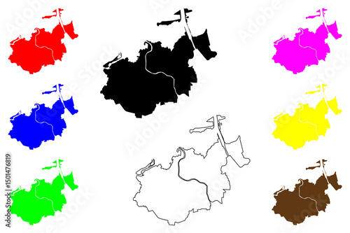 Banda Aceh city (Republic of Indonesia, Region Sumatra) map vector illustration, scribble sketch Kutaraja map