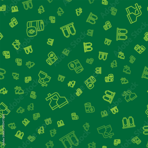 Set line Metal beer keg, Beer brewing process and on seamless pattern. Vector