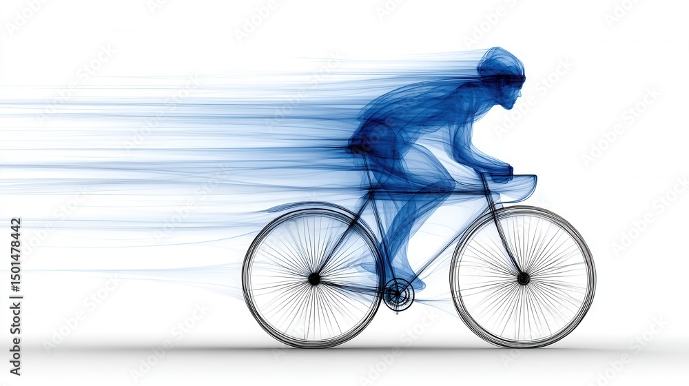 Fototapeta premium Abstract cyclist in motion, blurred, speedy