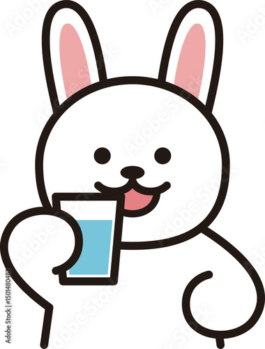 水を飲むうさぎ　シンプル