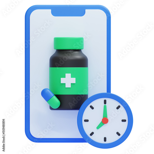 PNG 3D Medication Schedule Reminder Icon Isolated on a White Background