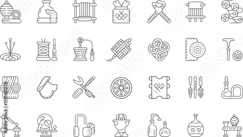 Diverse Collection of Craft and Tool Icons Scalable for Branding and Logo Design