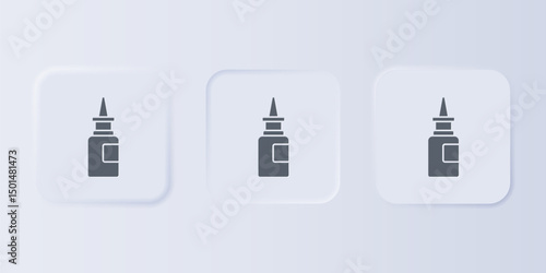 Grey Bottle nasal spray icon isolated on grey background. Set icons in square buttons. Vector