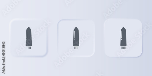 Grey Dildo vibrator for sex games icon isolated on grey background. Sex toy for adult. Vaginal exercise machines for intimate. Set icons in square buttons. Vector