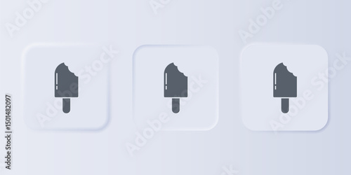 Grey Ice cream icon isolated on grey background. Sweet symbol. Set icons in square buttons. Vector