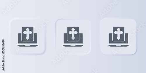 Free Download Grey Cross on the laptop screen icon isolated on grey background. Set icons in square buttons. Vector - GFXLoad