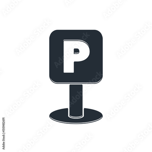 Black Parking icon isolated on white background. Street road sign. Vector
