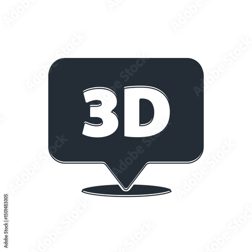 Black Speech bubble with text 3D icon isolated on white background. Vector