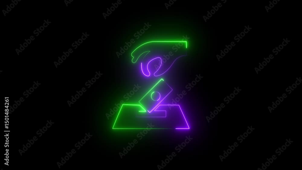 Ramadan Sadaqah icon neon glowing sign. 4k video with black background. Ramadan Sadaqah icon neon glowing sign. 4k video with black background.