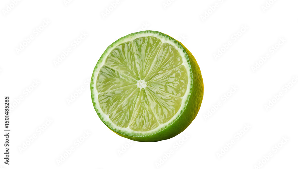 Whole and Halved Green Limes isolated on white background. Fresh Juicy Citrus for Cooking, Drinks & Wellness Whole and Halved Green Limes isolated on white background. Fresh Juicy Citrus for Cooking, Drinks & Wellness