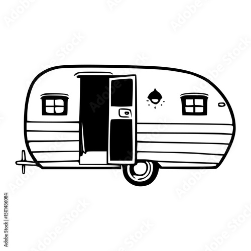 retro camper trailer vector illustration