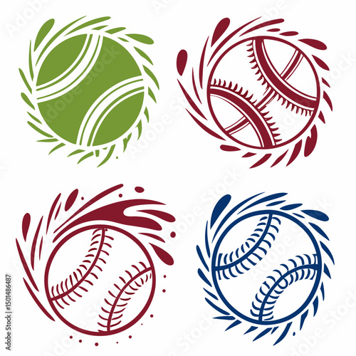 Baseball ball designs green red blue abstract sport graphic
