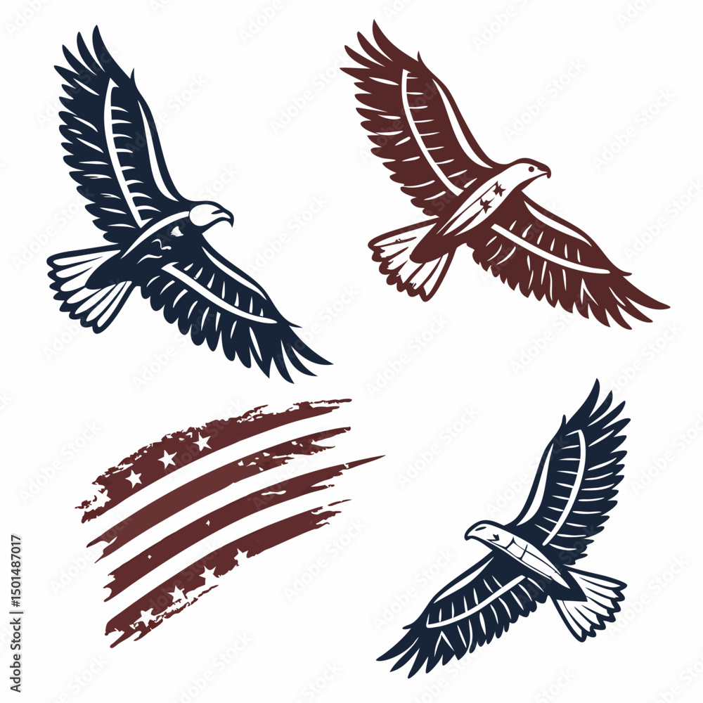 Obraz premium American bald eagle soaring freedom patriotism graphic design