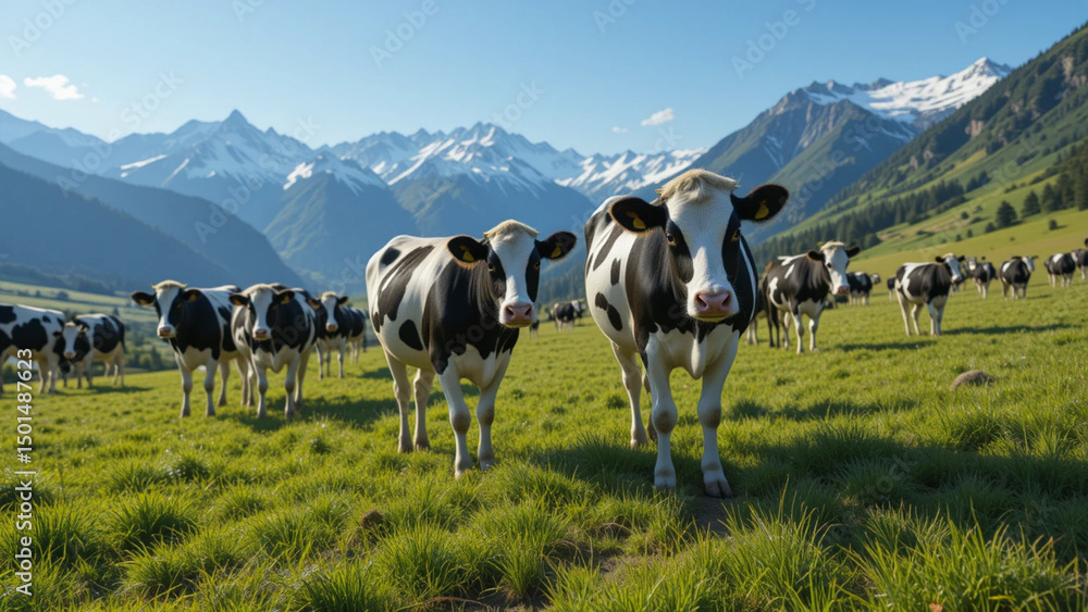 Obraz premium cows in the mountains