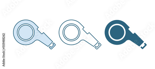 Blue Whistle icon isolated on white background. Referee symbol. Fitness and sport sign. Vector