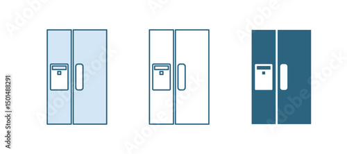 Blue Refrigerator icon isolated on white background. Fridge freezer refrigerator. Household tech and appliances. Vector