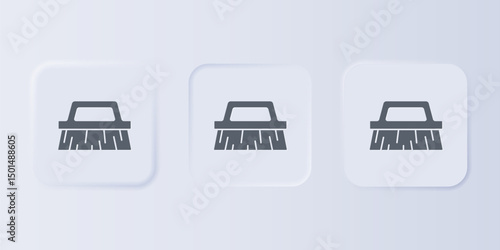 Grey Brush for cleaning icon isolated on grey background. Set icons in square buttons. Vector