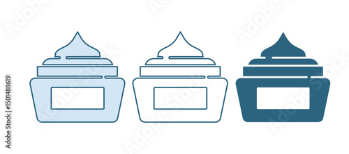 Blue Cream or lotion cosmetic tube icon isolated on white background. Body care products for woman. Vector