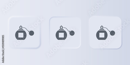 Grey Perfume icon isolated on grey background. Set icons in square buttons. Vector