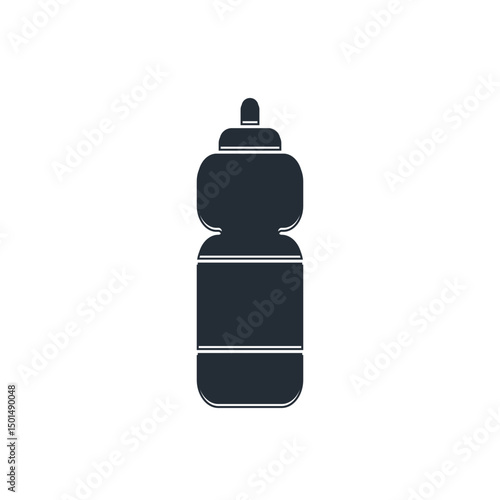 Black Fitness shaker icon isolated on white background. Sports shaker bottle with lid for water and protein cocktails. Vector