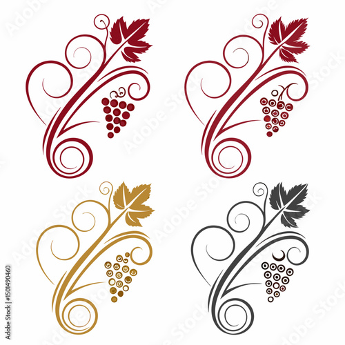 Elegant grapevine designs in red gold gray black