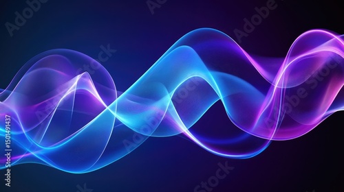 Abstract glowing wave, vibrant blue and purple hues, flowing smoothly on dark background