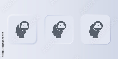 Grey Spray can nozzle cap icon isolated on grey background. Set icons in square buttons. Vector