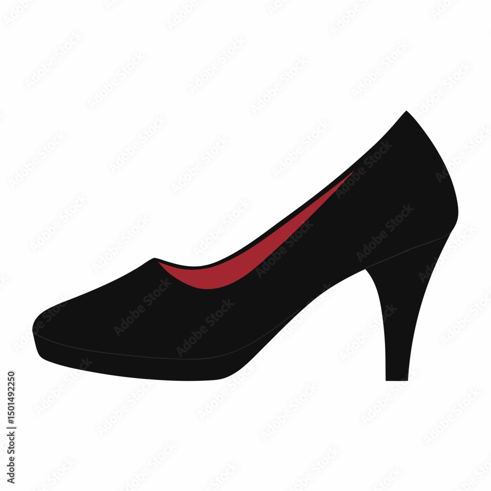 Obraz premium new style female black shoe vector icon on white background