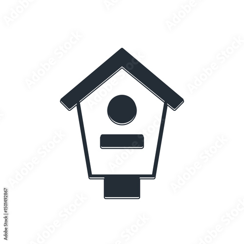 Black Bird house icon isolated on white background. Nesting box birdhouse, homemade building for birds. Vector