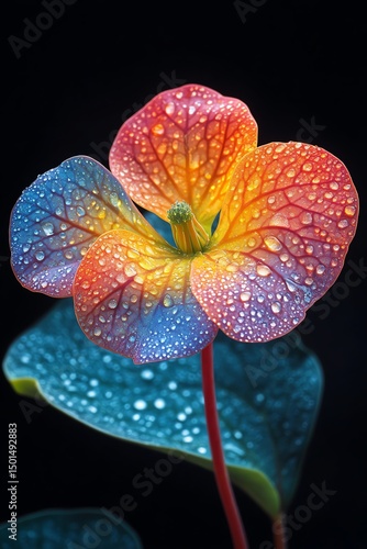 Water drops on a nasturtium leaf Wellesley, Massachusetts  high resolution   for isolate image