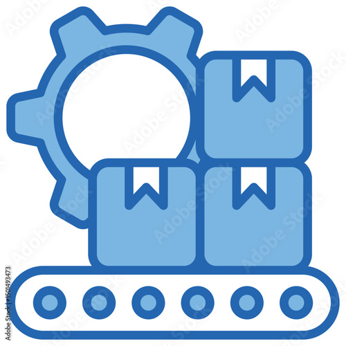 Manufacturing Blue White Icon
