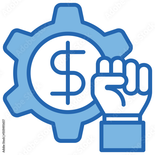 Economic Reform Blue White Icon