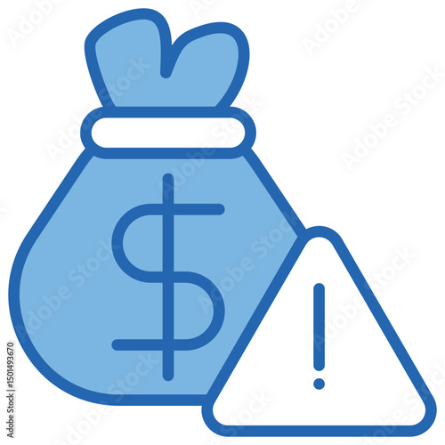 Budget Deficit Blue White Icon