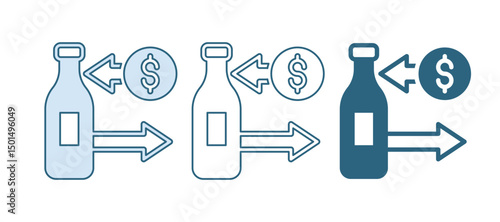 Blue Reception and sale of glass bottles icon isolated on white background. Vector