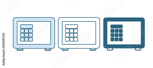 Blue Safe icon isolated on white background. The door safe a bank vault with a combination lock. Reliable Data Protection. Vector